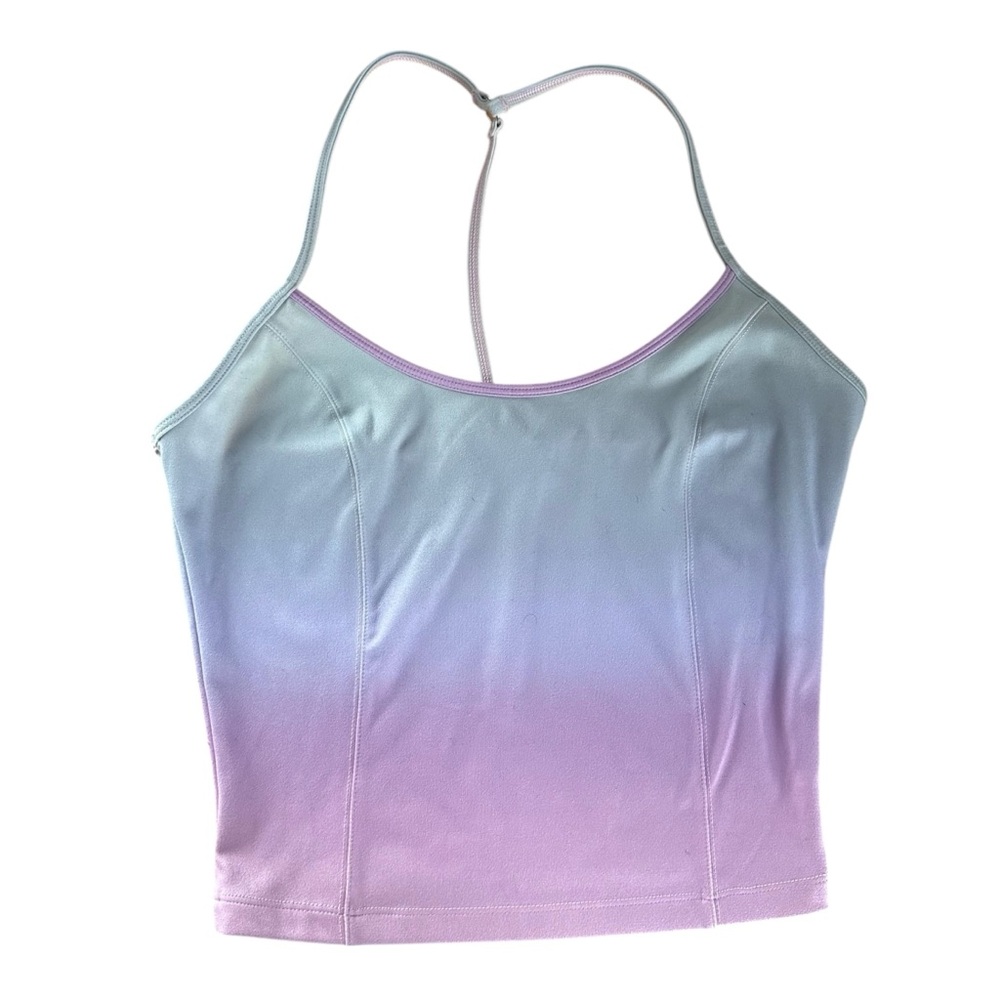 Victoria's Secret Womens Sz S Ombre Blue Purple Racer T Cropped Tank Top Gym